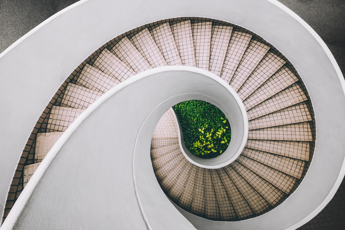 Geometric spiral staircase